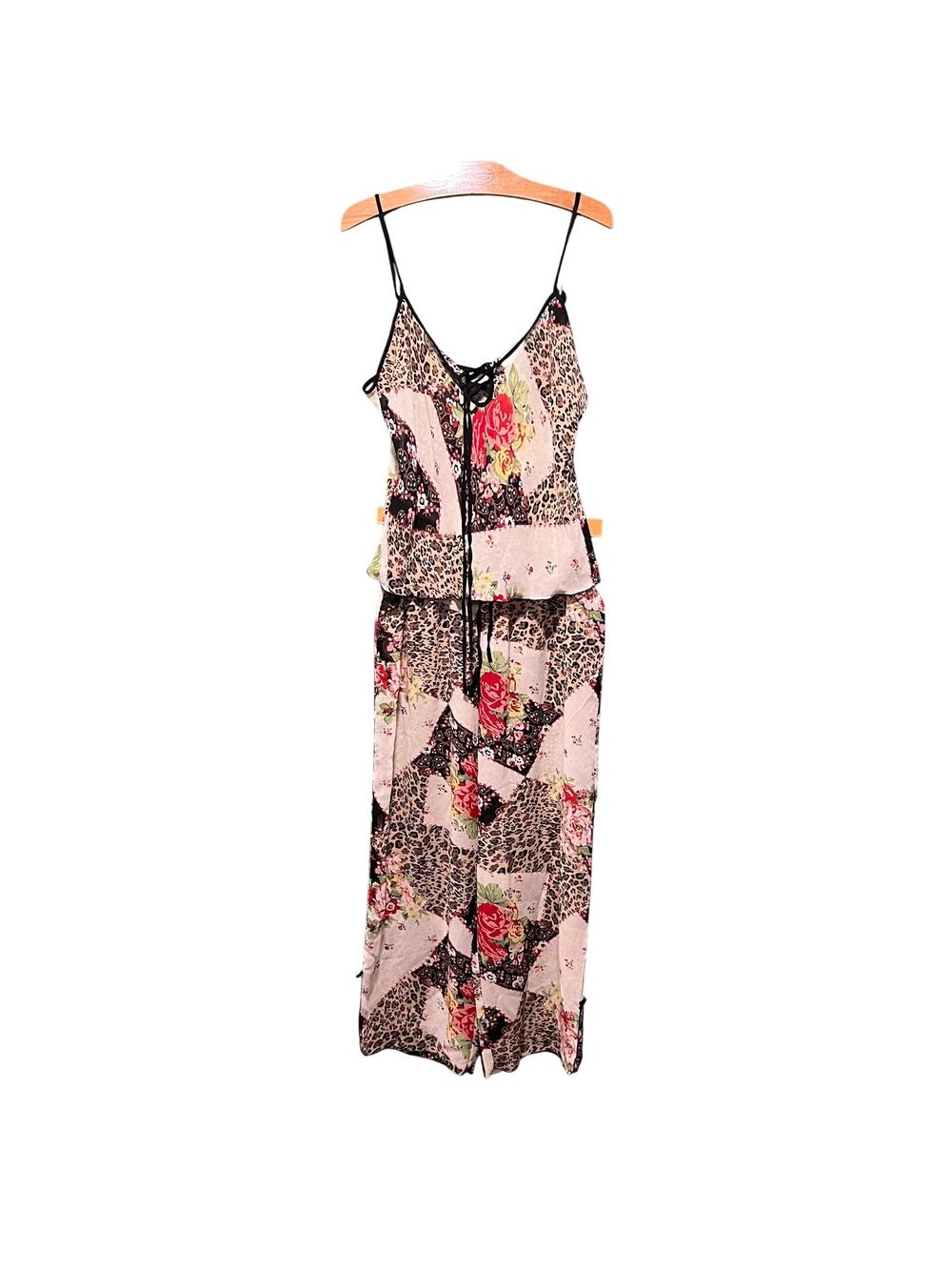 NWT Georgette Leopard Floral Patchwork Pajama Set Two Piece Cami Top